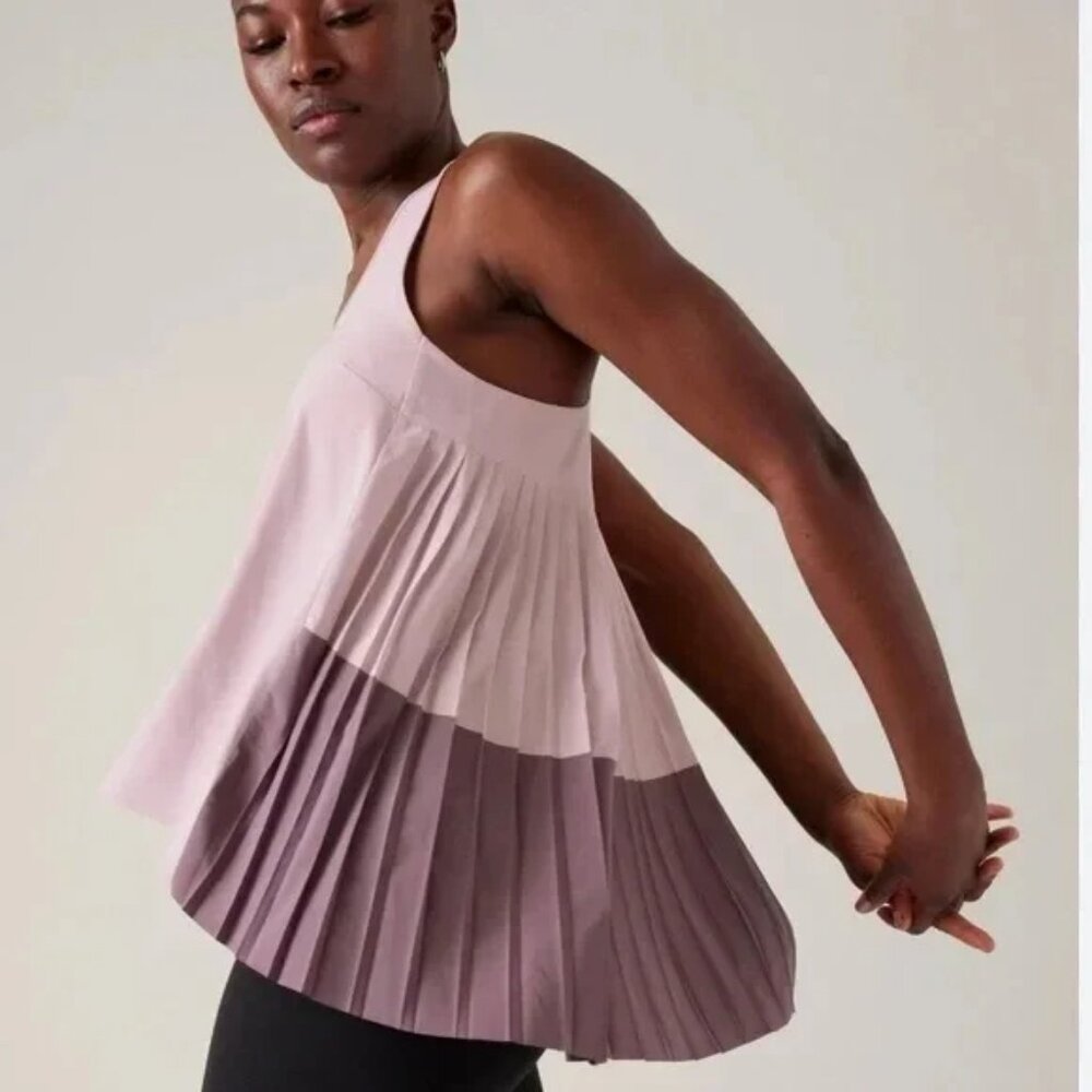 NWT Smoked Mauve Pink / Purple Flowy Pleated Athleta Swing Forward Tank Top